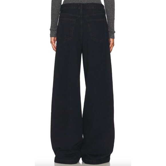 NWT Agolde $268 Ellis Wide Leg Jeans Black Denim Size 25 in Crushed Y2K - Picture 4 of 7